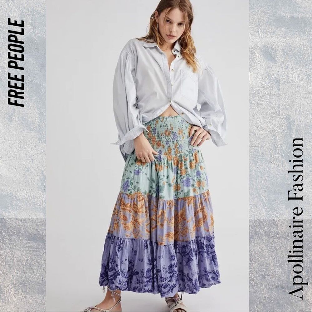FREE PEOPLE BUBBLES ONLY CONVERTIBLE SKIRT DRESS NEW VARIOUS SIZES BLUE COMBO - Picture 5 of 9